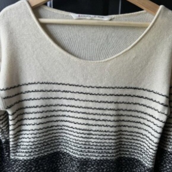 Athleta Fireside Black Ivory Merino Wool Textured Sweater Dress Women's Size Med - Picture 3 of 10